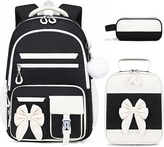 DIGOBAY Backpack for Girls, Black-white, L, Cute