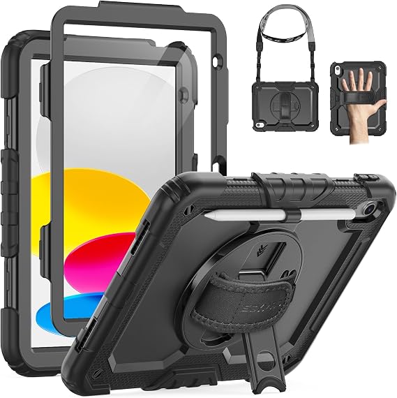 SEYMAC Case for iPad A16 11th/10th Generation 2025/2022 11/10.9inch, Black