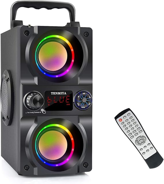 Bluetooth Speakers 40W Portable Bluetooth Speaker Dual Subwoofer LED Colorful Light Bluetooth 5.0 Wireless Stereo Party Speaker 10H Playtime Wireless Outdoor Boombox Speaker for Home Camping Travel