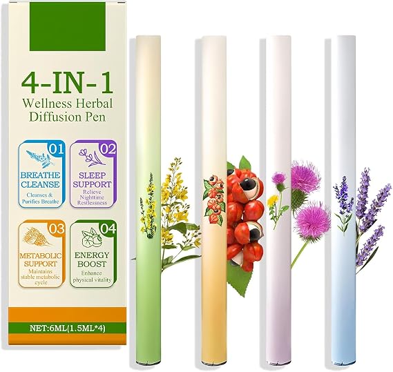 Herbal Blend Diffuser Set,Upgraded Dual-Action Herbal Purifier Pens for Sleep Support, Aromatherapy Inhaler Stick, Portable Vaporless Fum Inhaler for Breathing Aid
