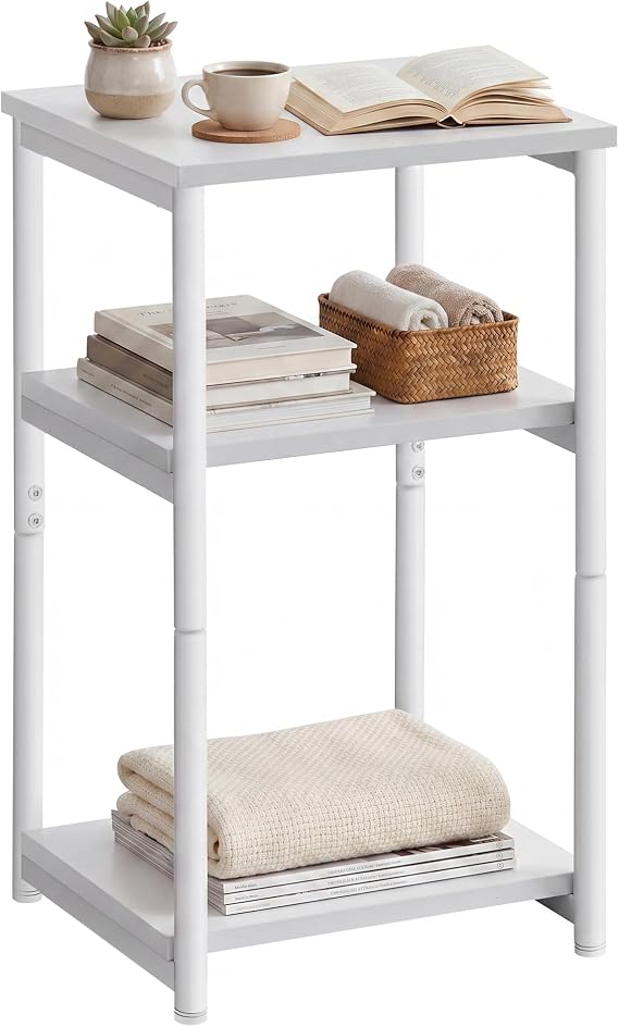 VASAGLE Sofa Side Table, 3-Tier End Table, Steel Frame