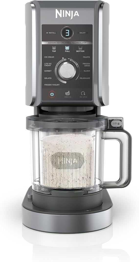 Ninja CREAMi Deluxe Ice and Ice Beverage Machine with 2 Cups Silver