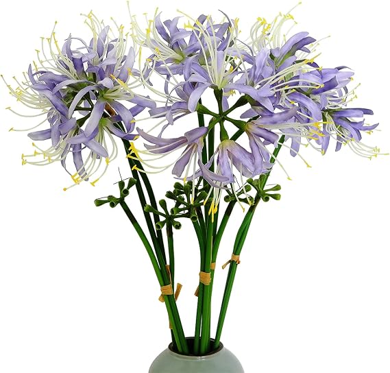 6 Sets 67cm Lycoris Radiata Artificial Spider Lily Flower Stone Garlic Cluster Marilis for Home Garden Wedding Party Decoration Purple