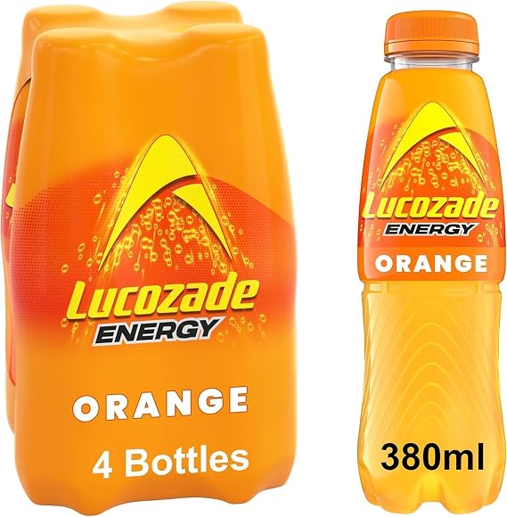 Lucozade Variety Energy & Sports Drinks Bundle | Assorted Refreshment Drink Pack for Home & Gym (Energy Drink Orange 4 x 380ml)