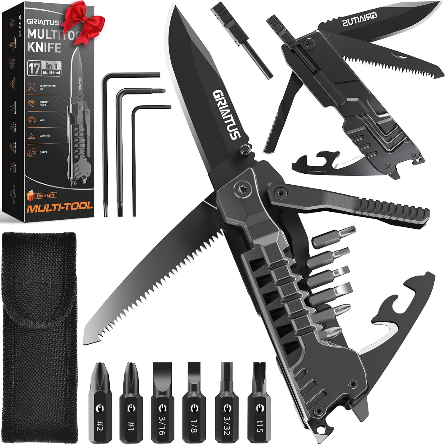 Multipurpose Knife 17en1 Multipurpose Tools Knife with Chopsticks to Light Fire, Can Opener, Saw, Whistle, Gifts for Men, Christmas Gifts, Potato Gift
