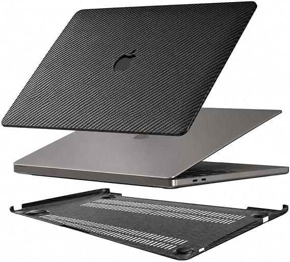 McStorey MacBook Air 13.3 Kılıf A1932 A2179 A2337 M1 Uyumlu Karbon Fiber Dokulu Sert Kapak Mat Siyah İnce Koruma Çizilmeye Dayanıklı Hard Case