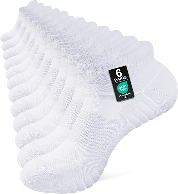 Niorasen Running Socks for Men & Women, 6 Pairs, Cushioned