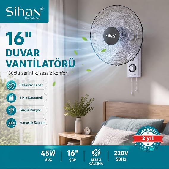 Shin Duvar Vantilatörü 16''