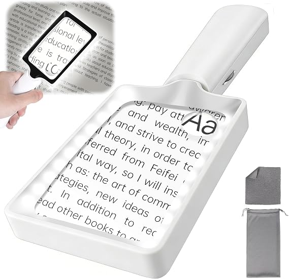 5X/15X Lightweight Handheld Reading Magnifying Glass with Light