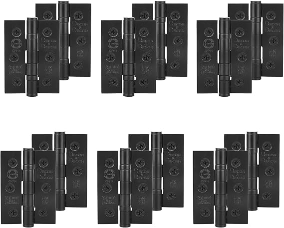 Decoranddecor Matt Black Door Hinges 3 Inch Fire Rated Internal 12 Hinges