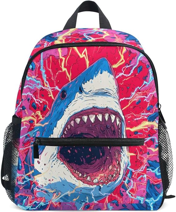 susiyo Toddler Backpack for Boys Girls Kids Back Pack Perschool Kindergarten Bookbag Cute School Bag for Age 3-8, Cartoon Shark, 10 x 4 x 12 in inches, Daypack Backpacks