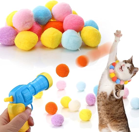 Busstier İnteraktif Kedi Oyun Tabancası - Peluş Toplarla Eğlenceli Oyun Zamanı, Ekstra Peluş Toplar