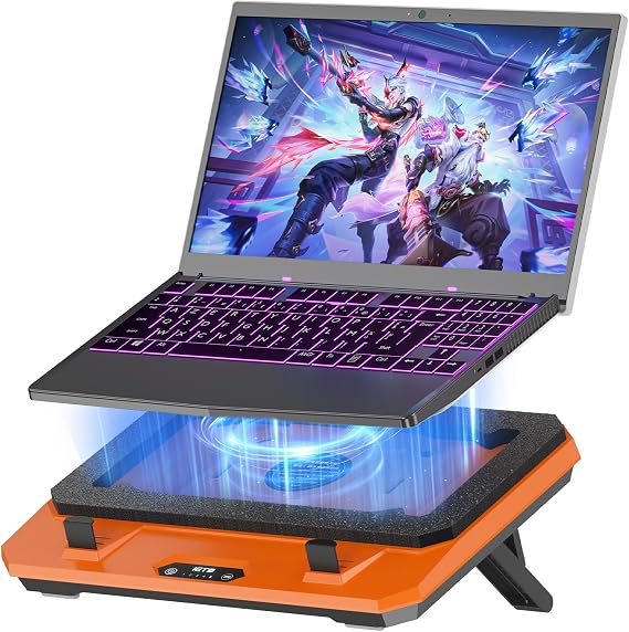 IETS GT300 Upgraded Laptop Cooling Pad with Adjustable Stand, Turbo Cooler for Fast Cooling, 10-17 Inch Gaming Laptop, Flexible Sealing Ring, with Adjustable Air Filter Clamp (GT300F1)