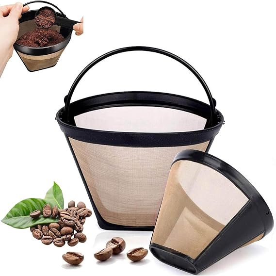 Reusable Coffee Filter Baskets 2PC, Cone Coffee Maker Filters Replacement Compatible with Ninja Coffee Machine, 8-12 Cup Coffee Filters for Cuisinart Coffee Maker Filter and Brewers