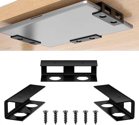 Under Desk Laptop Mount - Adjustable Laptop Holder, Under Table Notebook Tray | Space Saving Non-Slip Modem Mounting Bracket, Rotatable Laptop Mount, Ergonomic Laptop Undertable Holder Mount