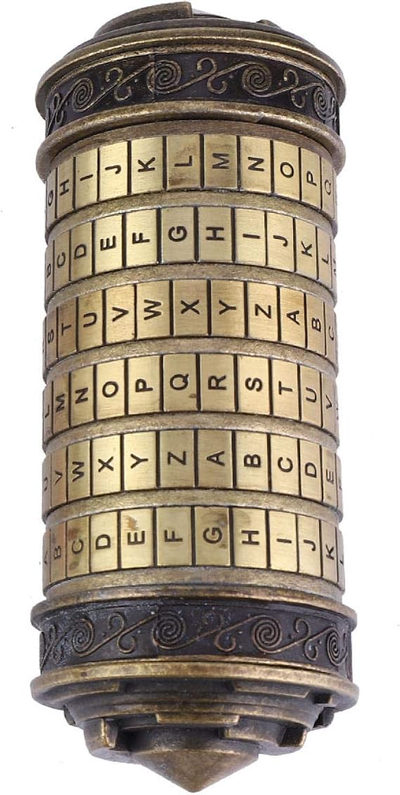 01 Da Vinci Code Cryptex Lock,Classical Da Vinci Password Letter Code Lock Ring Holder Romantic Gift Default Password: ILOVEU Antique Vintage Chinese Characters Combination Password Lock