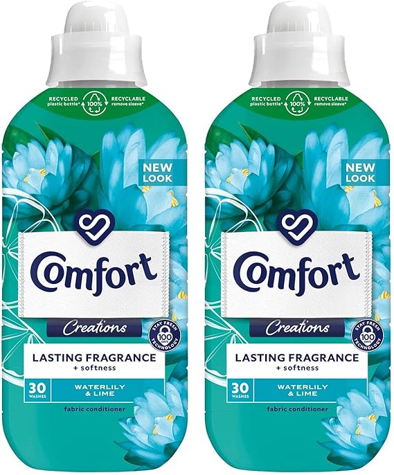 Comfort Creation Concentrated Fabric Conditioner with 100 Days of Long Lasting Fragrance and Softness Intense Liquid Fabric Softener 30 Washes, 900 ml (Waterlily & Lime, Buy 2)