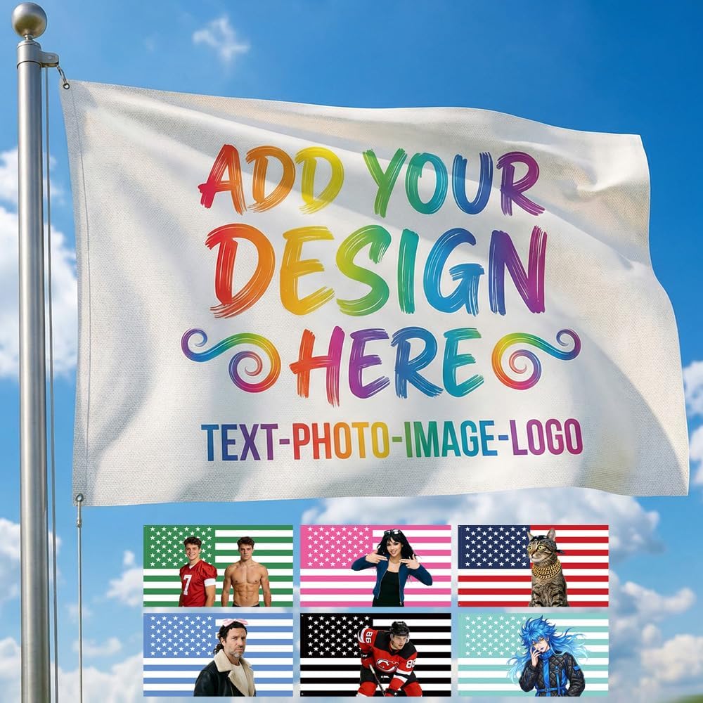 Custom Flag - Personalised Outdoor Flags Banners with Picture Photo Logo Text - Custom Funny Tapestry Banner Flag for Competitions,Soccer Party Bar Garden Festivals Dorm Decoration Indoor Outdoor