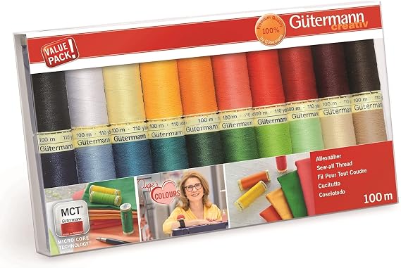 Gutermann Creativ Coselotodo – Set of 20 Spools of 100 m, 100% Polyester, Hand and Machine Sewing, Universal, Inge Colours