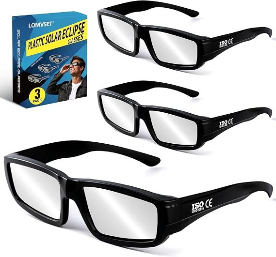 Pack of 3 Eclipse Solar Glasses ISO 12312-2 Approved Plastic 2026