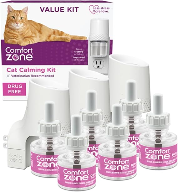 Comfort Zone Cat Calming 3 Room Value Kit, 3 Diffusers & 6 Refills