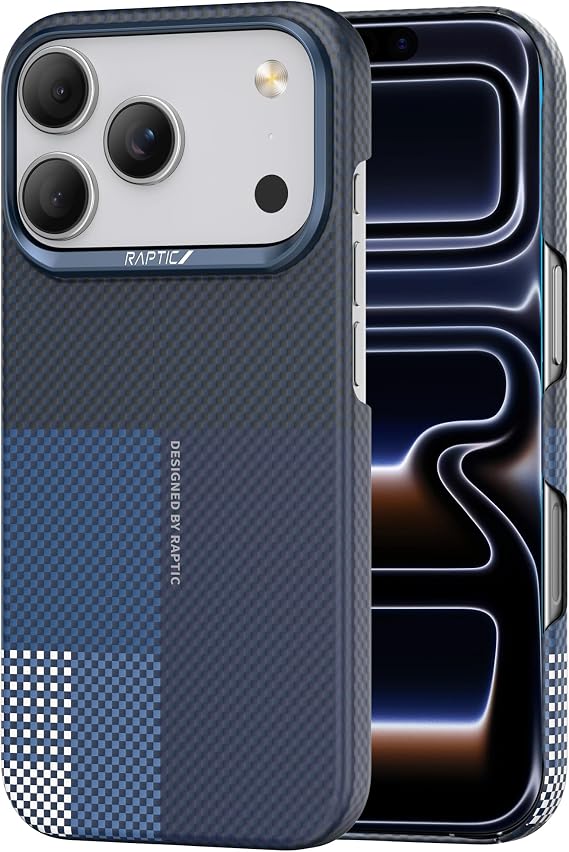 RAPTIC iPhone 17 Pro Max için, MagSafe ile Uyumlu, Kaymayan ve Kılıfsız Hissi Olan Ultra İnce Hafif Kılıf, 1500D Aramid Fiber Dokular, [Dokunsal Dokuma-Okyanus]