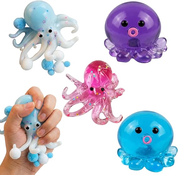 4 Pcs Octopus Squishy, Squishy Octopus Handheld Decor, Compact Aquatic-Themed Desktop Embellishment for Home and Office Display, Delicate Gifts for Adult and Interior Lovers