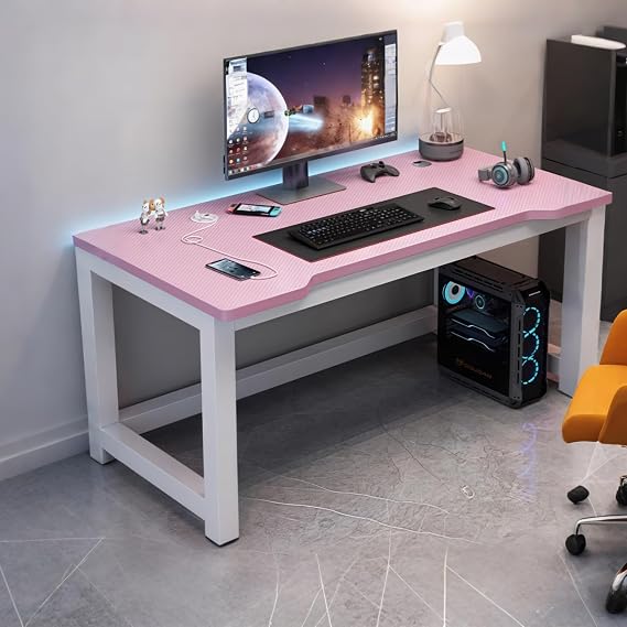 Table/Computer Desk, Gaming, Wide, Stylish, Wooden, Simple Design, Gaming Desk, Easy Assembly, Compact Computer Table with Wiring Holes, Tabletop, Durable, Ergonomic, Office Desk, Simple
