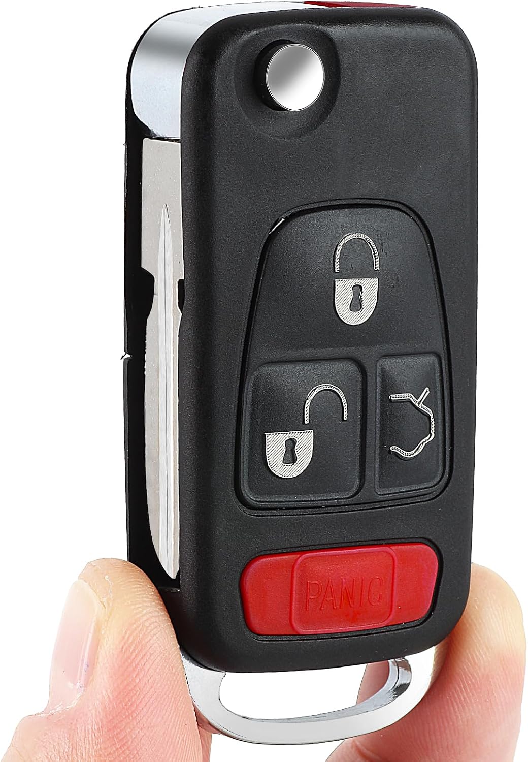 Keyecu Flip Remote Key Shell 31 Button for Mercedes-Benz C E ML S HU39 Blank Blade 3B With Panic Button
