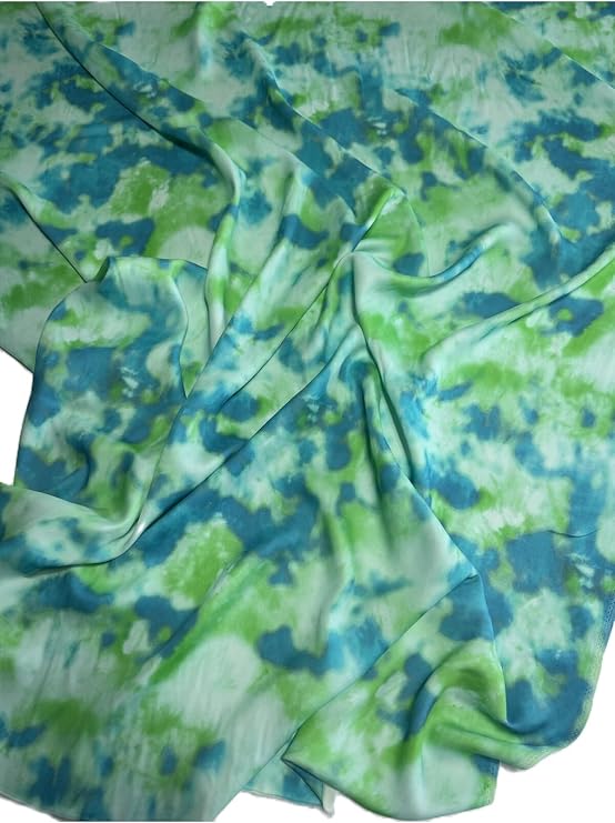 İpek Floş Saten Kumaş Batik Desenli Parlak Dökümlü En 140 cm