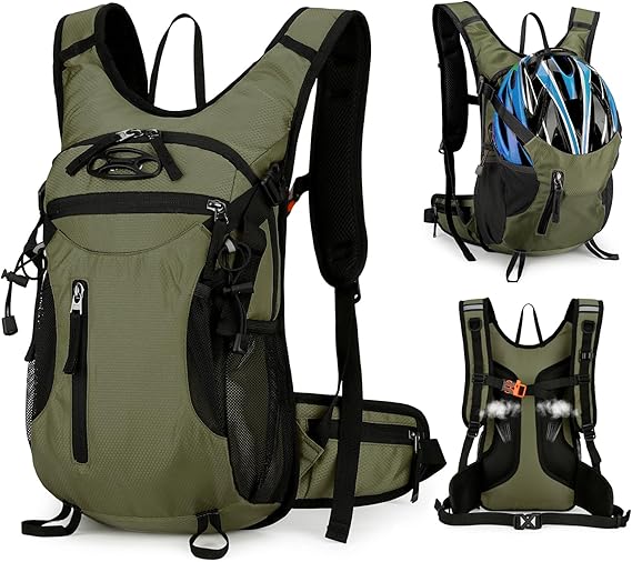 MTB Backpack Men, 15L Hiking Backpack Mountain Bike Rucksack, Green
