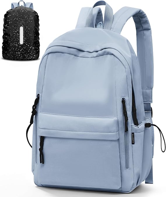 FIORETTO Lightweight School Backpack Womens, Cute School Bag for Girls, Laptop Rucksack Backpack for School Casual Daypacks Travel Backpack for College Work Dusty Blue