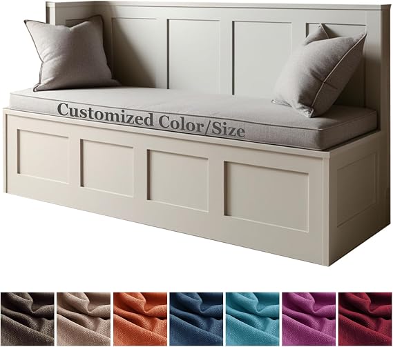 Custom Bench Cushion, Window Seat Cushions Indoor, Non-Slip Bench Seat Cushion, 50D High-Resilience Foam, Garden Bench Cushions For Outdoor Furniture, Optional Piping And Colors