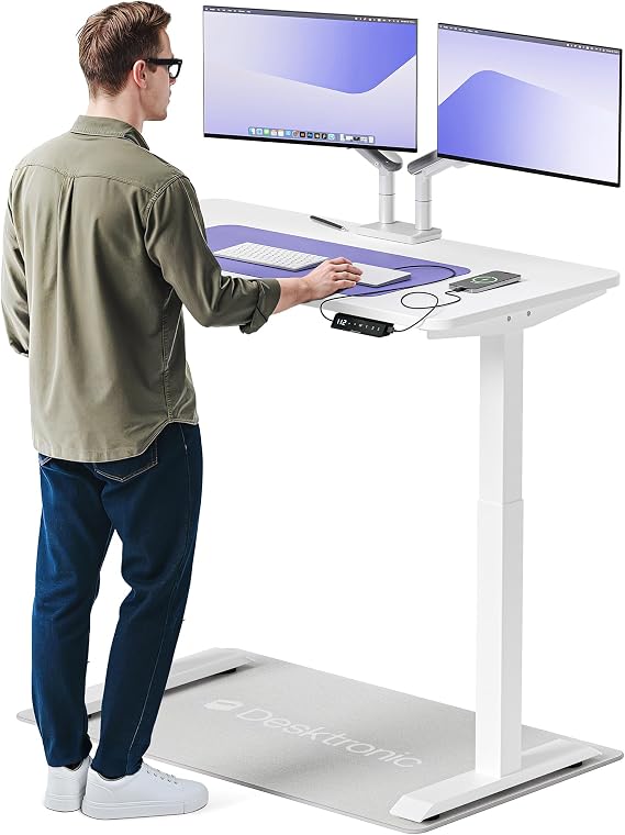 Desktronic HomeOne Standing Desk 120x60cm – Dual Motor Electric Height Adjustable Desk with USB & USB-C Charging, 3 Memory Presets & Touchscreen Controller – Home Office