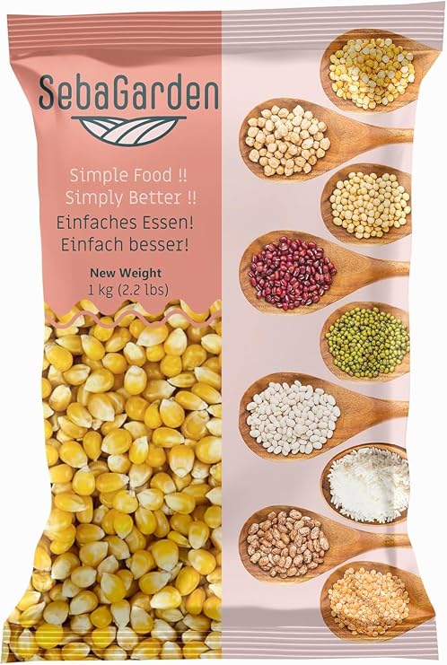 Seba Garden Popcorn Kernels 1 kg | Vegetarian, Gluten-Free, Healthy Snack | GMO Fre | Perfect for Family, Friends & Date Nights | From Turkey