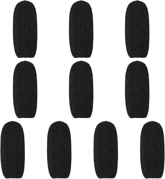 10 PCS Microphone Foam Covers, Small Foam Windscreens Microphone Windscreen, High Density Mic Headset Covers Foam Accessories for Headset Microphones Mic Protection (Black)