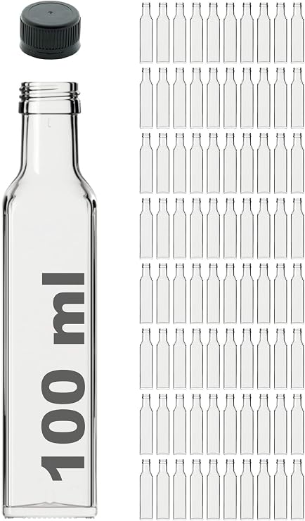 Afracam Maraska Şeffaf 100 ml Sızdırmaz Kapaklı Boş Cam Şişe 80 Adet