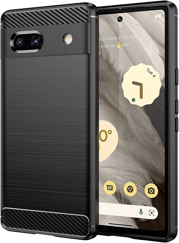 Microcase Google Pixel 7a Brushed Carbon Fiber Silikon Kılıf - Siyah AL3332