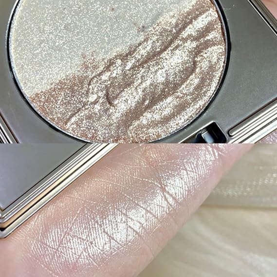 2-in-1 Highlighter Palette, Champagne & Diamond Highlighter Face & Cheek Glitter Eyeshadow Shimmer Pearl Sparkly (01)