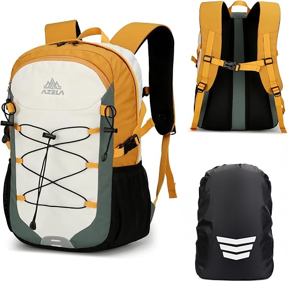 GES Multi-Functional 30L Hiking Backpack with Rain Cover, Durable Hiking Rucksack for School, Work, Camping, Trekking, Cycling & Outdoor Sports (Green)