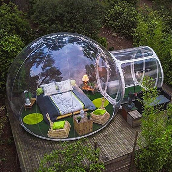 Bubble House Transparent Inflatable Tent with Electric Pump, Inflatable Outdoor Tent, Outdoor Camping Tent, Backyard Camping, Diameter 9.8 ft 3 m, Sunbathing, Windproof, Automatic Rainproof