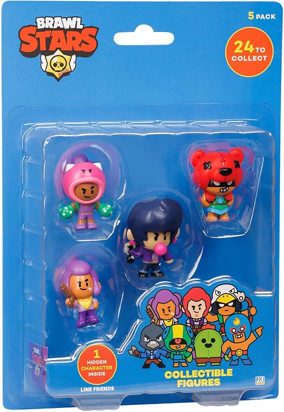 P.M.I. Brawl Stars Koleksiyon Figürleri | 5 Brawl Stars Oyuncakları 24 Koleksiyondan 1 Pakette | 4 Figür ve 1 Nadir Gizemli Figür | Lisanslı Oyuncaklar (Ürün Çeşitleri A)