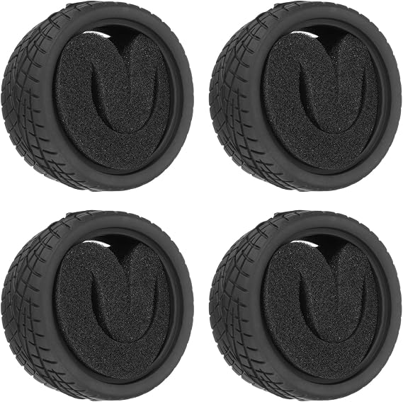 sourcing map 4pcs Soft Rubber RC Car Tires for 1/10 Scale Touring On-Road Racing - 62mm x 26mm Performance Tyre, Black