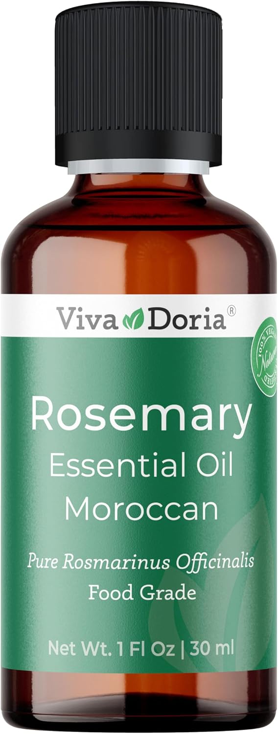 Viva Doria Pure Moroccan Rosemary Essential Oil, Undiluted, Food Grade, 30 mL (1 Fluid Ounce)