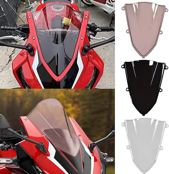 Motorcycle Windshield Windscreen Wind Deflector CBR500R Front Fairing Flyscreen Protector Compatible with Ho-nda CBR 500 R CBR-500-R Accessories 2019 2020 2021 2022 2023 (Smoke)