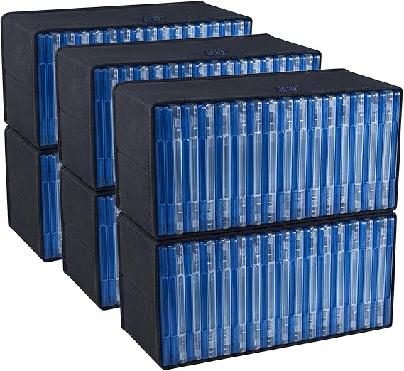 LIOVODE DVD Storage Box Stackable DVD Case Holder Discs Organizer, 6 pack