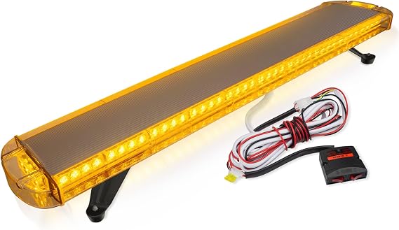 46 Inch Rooftop Strobe Emergency Light Bar, 88 LED High Intensity Amber Flashing Beacon, Bolt Mounted LED Warning Lights with Control Panel for Trucks Contruction Vehicles Safety 12-24V