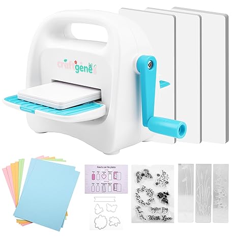CraftGenes Mini Die Cutting and Embossing Machine, 3 Inch Starter Kit Blue