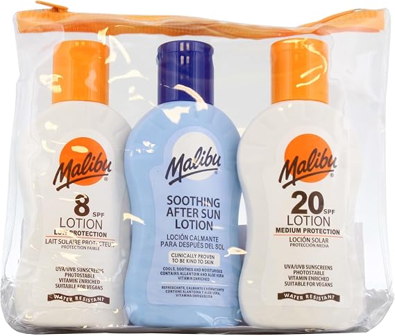 Malibu Sun Travel Essentials with SPF 8 & 20 Sun Cream & After Sun