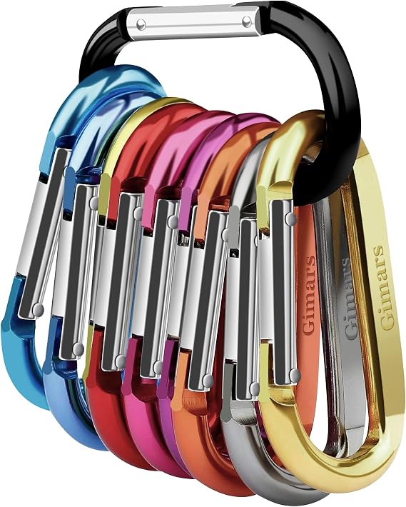 Gimars 10pcs Aluminum Alloy Spring Locking Carabiners - 8cm